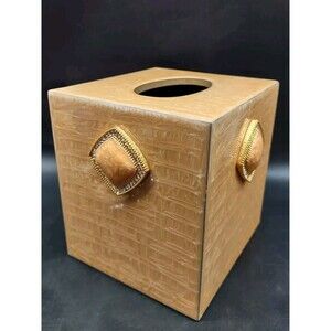 MIKE & ALLY NYC 6" Orange Enamel Tissue Box Cover w/ Rhinestones